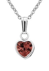 captivating teeny-tiny silver heart January birthstone baby necklace